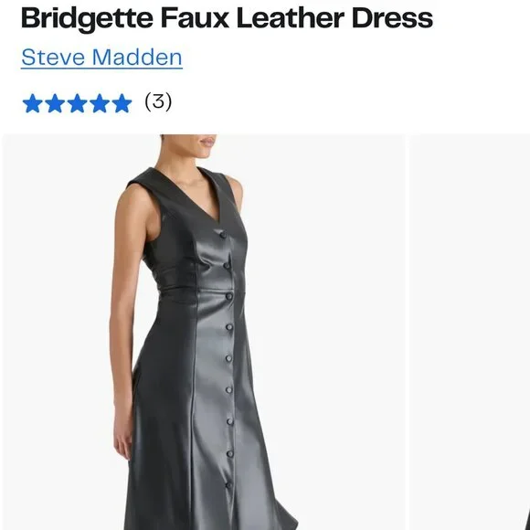 8 Steve Madden Bridgette Vegan Leather A-line Dress - Picture 3 of 10